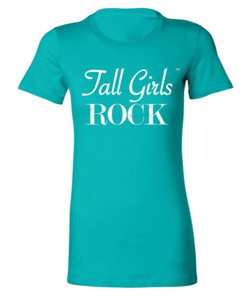 Tall Girls Rock Longer Length T-Shirt Turquoise/White