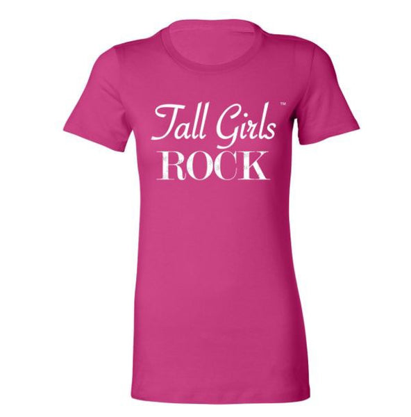 Tall Girls Rock Longer Length T-Shirt Pink/White